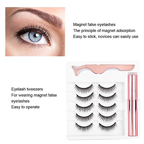 Magnetischer Eyeliner und Wimpern Kit - 5 Paare Falsche Wimpern mit Natürlichem Aussehen Kein Erforderlich - Tägliches Wimpernverlängerungsset