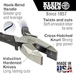 Klein Tools D213-9ST High-Leverage Ironworker's Pliers, Made in USA, Twist and Cut Soft Annealed Tie Wire, Hook Bend Handle, Spring Loaded, Heavy-Duty Jaws - Image 2