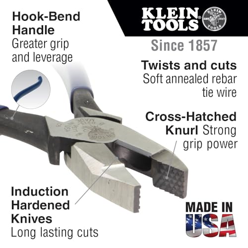 Klein Tools 201-7CST Rebar Work Pliers with Spring-Loaded Action, Induction Hardened Knives and Handle Tempering by KLEIN TOOLS - Image 2