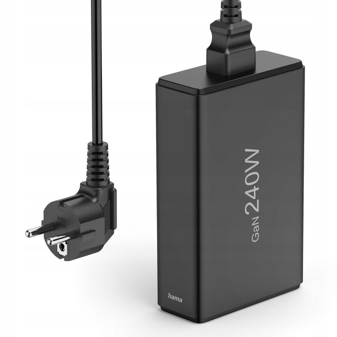 Hama Chargeur USB 240W GaN, 5 Ports, 4X USB-C et 1x USB-A, Charge Rapide Sécurisée, PD + QC 3.0, Détection Auto, Station de Charge Secteur Multiports 5 en 1, Préserve la Batterie, Câble 1.5m, Noir
