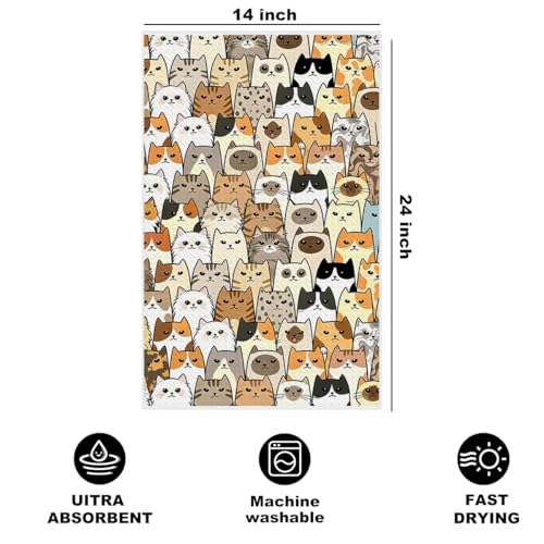 Image of Hanamiya Na Cute Cat Kitchen Towels 24x14 Inch, Cats Gifts Reusable Dish Towels for Kitchen Bathroom Home Decor, Waffle Weave Absorbent Hand Cloth Tea Towel, Cat Lover Gifts for Women Mom Friend