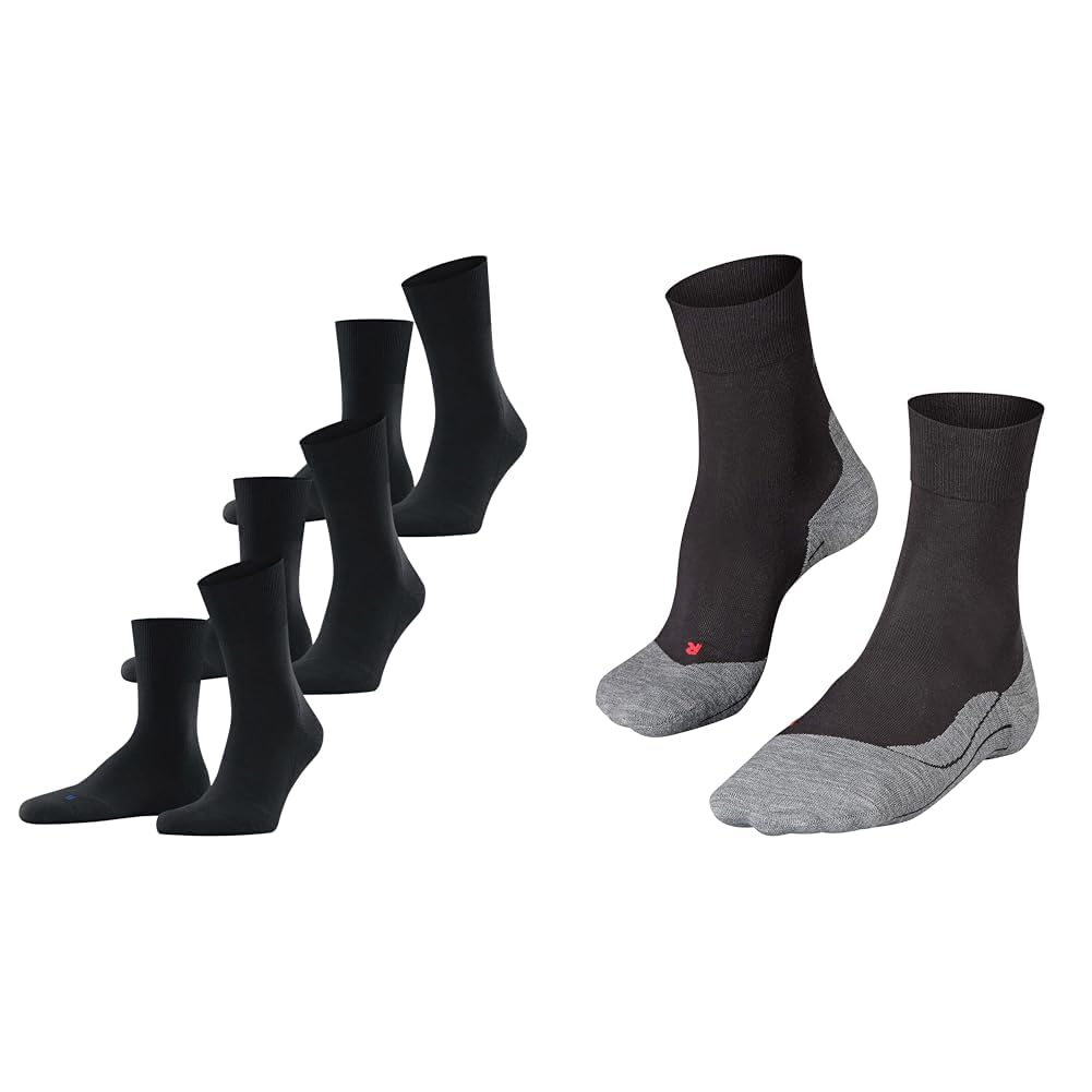 FALKE Socken Schwarz (Black 3000) 46-48 + Laufsocken Schwarz (Black-Mix 3010) 46-48
