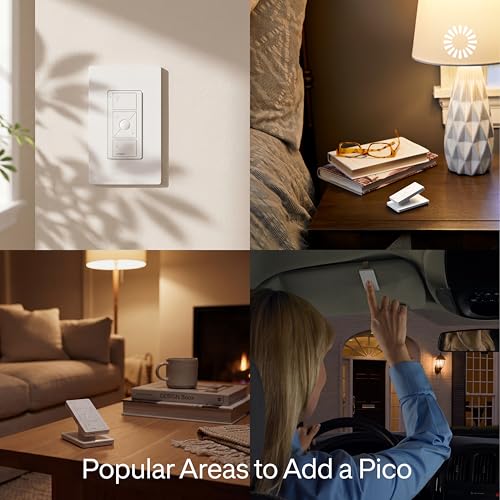 Lutron Caseta 3 Way Smart Dimmer Light Switch Kit, Includes Pico Remote, Bracket, and Smart Dimmer Switch, No Neutral Required, Works with Alexa, Apple Home, Ring, & Google Home, P-PKG1WB-WH, White