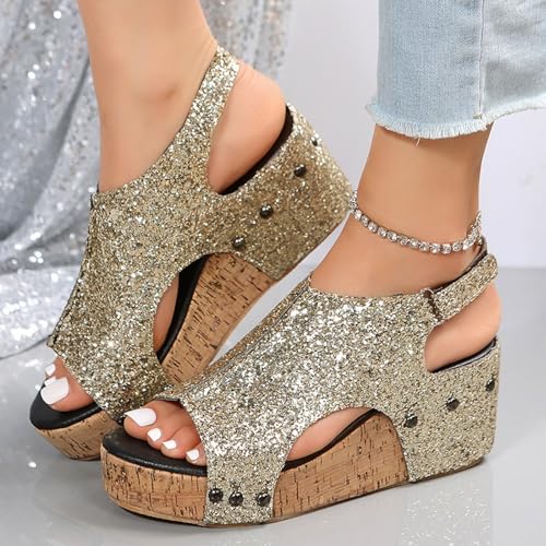 Hbeylia Wedge Sandals for Women Wide Width 2025 Dressy Summer Platform Sandals Open Toe Buckle Ankle Strap Beach Shoes Casual Walking Low Wedges Sandal Women's Platform & Wedge Sandals