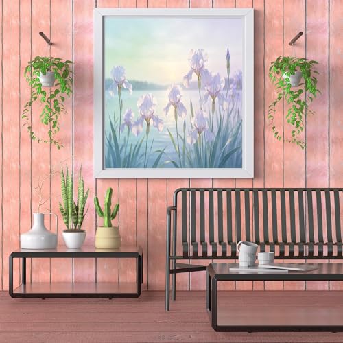 Tableau à l'huile d'iris grand format 70x90cm décoration murale chambre - 5