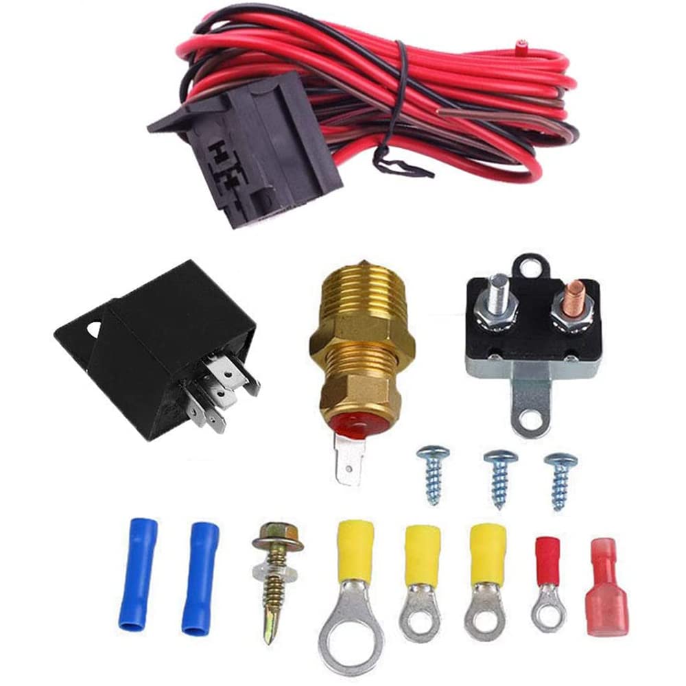 175-185 degrés Kit de Thermostat de Ventilateur de Refroidissement électrique Capteur de température Interrupteur de température 40 50 60 amp Kit de Relais