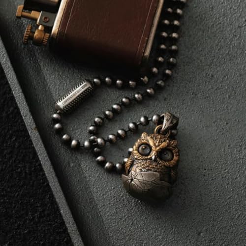Handmade Owl Fidget Pendant Jewelry Charm with Blinking Eyes, Brass & Bronze Sensory Keychain Accessory4
