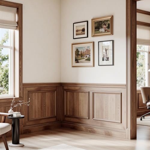 Image of Upick Peel and Stick Wainscoting Pre-Cut Wall Molding Kit, 20 inchx20 inch, 3-Frame | PS Panels,Moisture Resistant,Pre-Primed,DIY Installation,Accent Walls,Living Room,Hallway,Bathroom,Trim for Walls