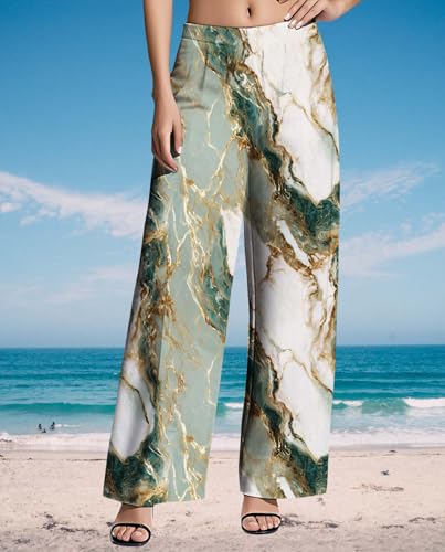 Womens Wide Leg Pants High Waist Pattern Print Trousers Casual Loose Fit Comfy Outdoors Trendy Flowy Palazzo Pant3