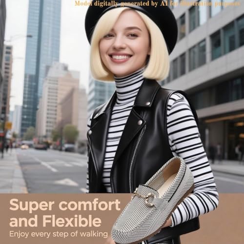 Image of Women's Knit Slip On Loafers - Breathable Mesh Flats with Memory Foam Insole & Arch Support, Non-Slip Comfortable Shoes for Work Office Commute, Driving, Casual Daily Walking (Wide Foot Friendly)