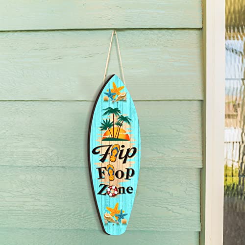Chunful Surfboard Wall Decor 5 x 16 Inch Wooden Beach Theme Wall Hanging Sign Tropical Flip Flop Wall Art Surf Board Wall Decoration for Bathroom Outdoor Indoor Summer Decor - Image 6