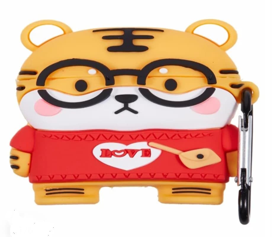 Image of Techmount Compatible with Airpods Pro GEN-2 (2022) Case Cover Silicone Cartoon Character 3D Cover Wtih 360 Protection Airpods Pro 2 Cover Case (NOT for Any Other AIRPODS) (Cute Tiger)