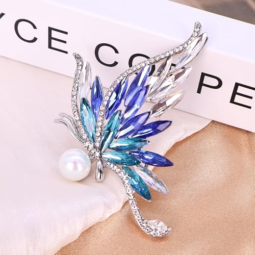 Image of Dainty Brooch Pin for Women, Rhinestone Scarf Shawl Costume Brooches and Pins Flower Boutonniere Hat Bag Suit Dress Accessories Pearl Brooches Lapel Pins