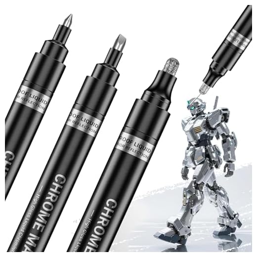 3Pcs Silver Liquid Mirror Chrome Markers, Permanent Reflective Mirror Liquid Chrome Paint Pens Set, High Gloss Art Car DIY Model Repair Markers Set for Plastic Metal Glass Ceramic - 0.7mm,1mm & 3mm