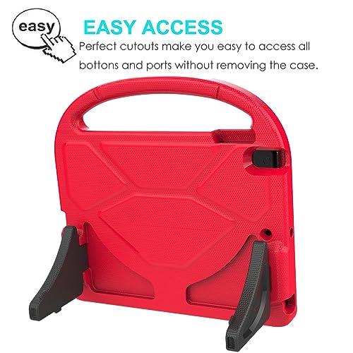 Image of Suplik iPad 9.7 inch 2018(Gen 6) / 2017(Gen 5) Case for Kids Duable Shockproof Protective Handle Bumper Stand Cover with Screen Protector for 9.7 inch iPad Model,Air 1 /2,Pro 9.7, Red