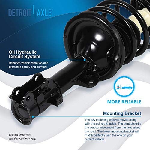 Image of Detroit Axle - Front 6pc Struts Shocks Kit for 2006-2011 Hyundai Accent Kia Rio Complete 2 Struts with Coil Spring 2 Sway Bar Links 2 Rear Shock Absorbers 2007 2008 2009 2010 Replacement Ready Strut