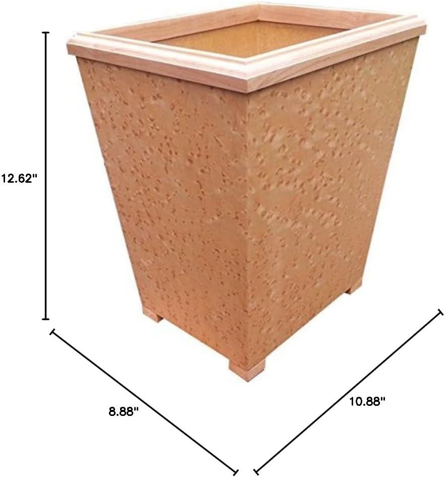 Wooden Wastebasket in Birdseye Maple Veneers and Soilds Small Size 13Qt.