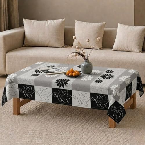 Image of Cotton Net Embroidered Center & Dining Table Cover for 4 Seater | Rectangular 40x60 Inch | Lightweight & Washable Table Cloth | Pack of 1 (Black)