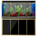 Aqua Dream 250 Gallon Aquarium Tempered Ultra-Clear Glass with Complete Setup in Black with Gold Trims