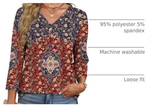 Image of XIEERDUO 3 /4 Length Sleeve Womens Tops V Neck T Shirts Summer Clothes Basic Blouses Dressy Casual 2026 Spring Outfits