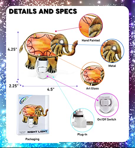Puzzled Glass Art Night Light, Plug In Decorative Socket Lamp, Manual On & Off Portable Light For Stairway, Bedroom, Bathroom, Nursery, Home Accessory & Kitchen Decor - Elephant #TOP1