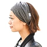 CHARM レディース ワイドヘッドバンド バンダナ - オーガニックコットン ヘッドバンド メンズ ヘッドスカーフ サマーヘアバンド 日本産ダークグレー M