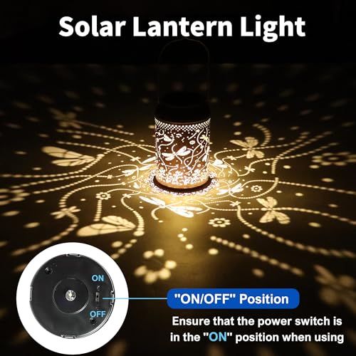 Image of JEJOT Dragonfly Solar Lanterns Outdoor Waterproof, Mothers Day Gifts, Birthday Gifts for Women Mom Grandma,Metal Hanging Solar Lantern for Yard,Garden,Porch Landscape Deconrations-2 Pack