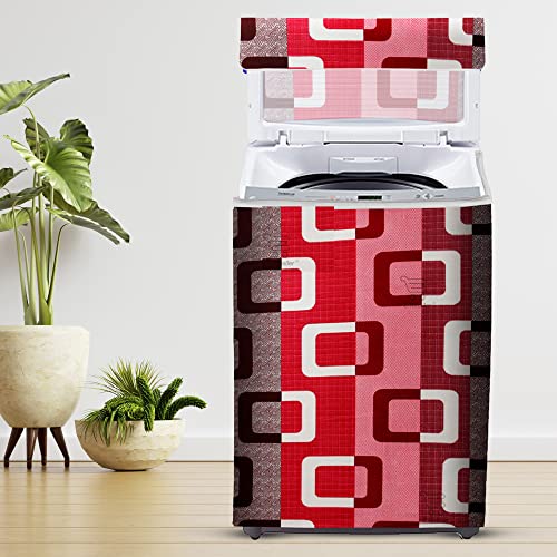 Image of Polyester Top Load Washing Machine Cover With Zip Enclosure Suitable For 5kg to 8kg (Color-Geometric Purple, Size-23x23x35 Inches)