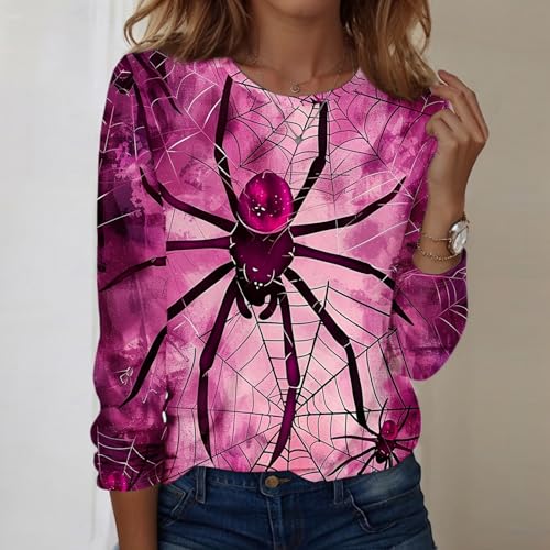 Halloween Shirts for Women Long Sleeve Plus Size Fashion Crewneck Comfortable Tshirts Halloween Costumes for Women