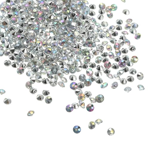 PATIKIL 10000Pcs Acrylic Wedding Diamonds 4mm Table Scatter Confetti Crystals Vase Fillers Gems for Table Centerpiece Bridal Shower Party, Silver Clear AB