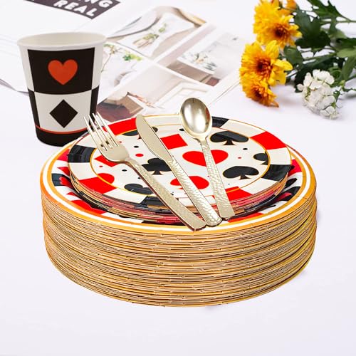 Set de 75 platos desechables para fiesta Casino 9 y 7 pulgadas miniatura 7