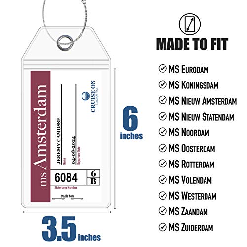 Cruise On Holland America Cruise Luggage Tag Holder (4 Pack), Fits All Holland America Ships & Tags, Waterproof, Clear & Durable, Cruise Essentials 2025-2026 for Smooth Travel3