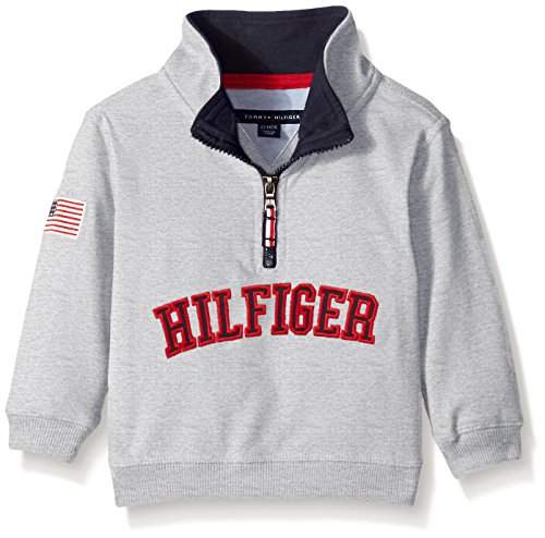Tommy Hilfiger Baby Boys'' Long Sleeve 1/2 Zip Heavy Jersey Knit, The Grey Heather, 18 Months