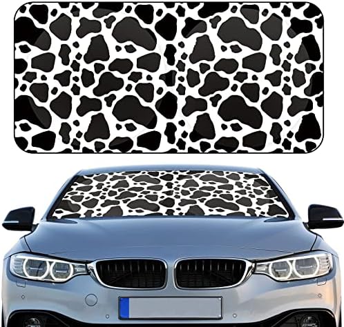 Black Leopard Print Windshield Sun Shade Umbrella – 55x27.5 Inch Foldable Car Sunshade For UV & Heat Protection