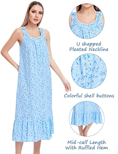 Image of MZROCR Cotton Nightgowns for Women Soft Sleeveless Night Gown for Adult Women Ruffle Sleepwear