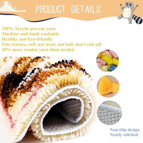 Image of EMISTEM Latch Hook Kits for Adults - DIY Latch Hook Rug Kits, Crochet Kit for Beginners, Rug Making Kits with Printed Canvas, Gift Packaging. (Three Horses,15x21)