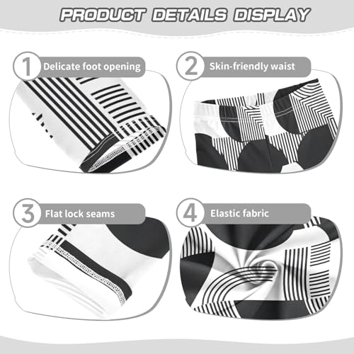 ALAZA Girls' Leggings Children's Yoga Pants Skinny Printed Dance Black White Line Comfortable 4T2