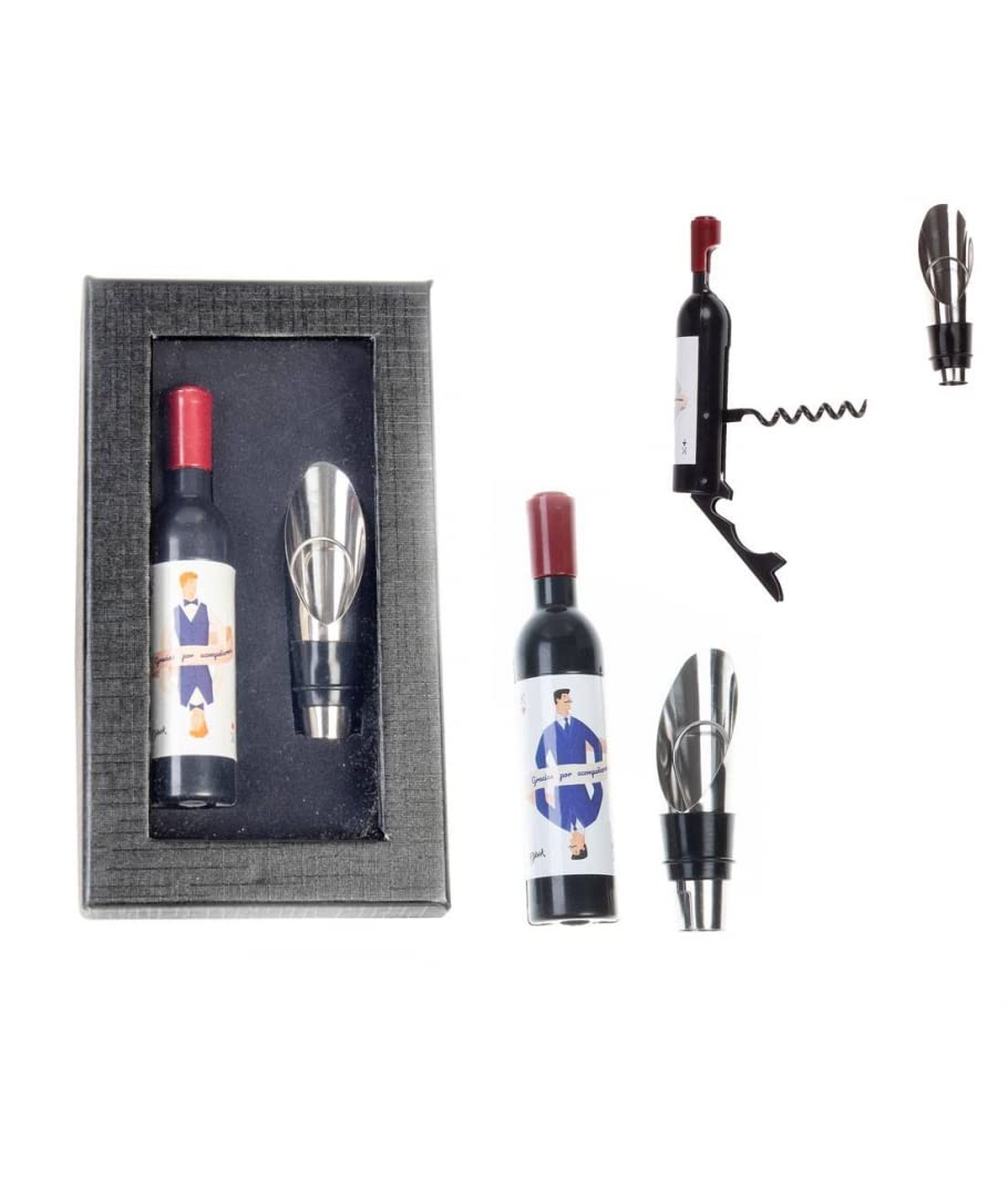 Set Sacacorchos Magnético + Tapón de vino en Caja Regalo - Abridores Abrebotellas Regalos Detalles Bodas Hombres Originales