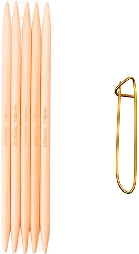 ChiaoGoo Agujas de tejer DPN de doble punta de 5 pulgadas (5.1 in) (juego de 5) bambú natural tamaño US 1.5 (0.098 in) paquete con 1 soporte para