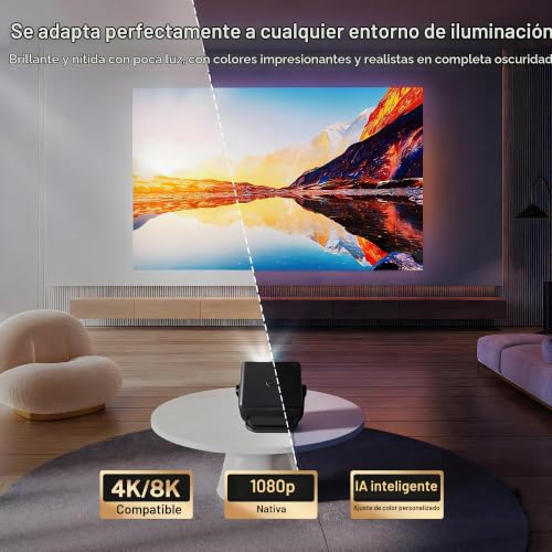 Miniatura 3 de Proyector Inteligente 1080P Nativo 800 ANSI, Android 14, Soporta 4K/8K | Control Remoto Air Mouse, Enfoque y Corrección Automáticos por IA, WiFi 6 y BT 5.4, Audio Hi-Res, Compatible con Netflix