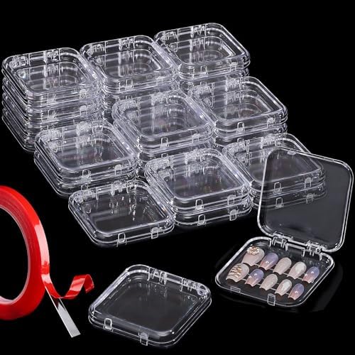 Amazon com 50 Pcs Press on Nail Storage Boxes Clear Acrylic Nail