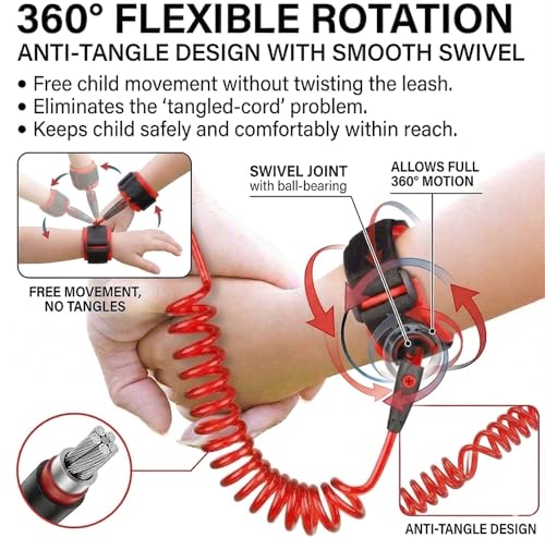 Image of Safe-O-Kid Baby Wrist Link with Key - Adjustable Strap Safety Link for Toddler, Anti-Lost Child Wrist Strap for Outdoor & Travel - Pink