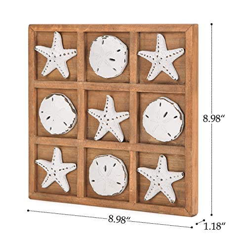 Juego de mesa Beach Tic Tac Toe de madera decorativo miniatura 6