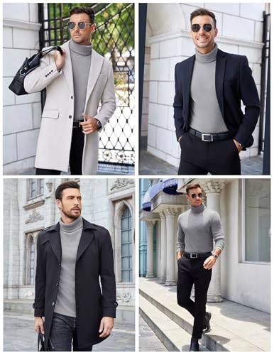Image of COOFANDY Men's Ribbed Turtleneck Sweater Casual Basic Long Sleeve Knitted Pullover Sweater