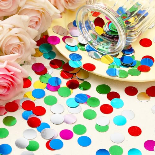 image for MARFOREVER Multicolor Foil Confetti, Glitter Round Confetti Rainbow Ci
