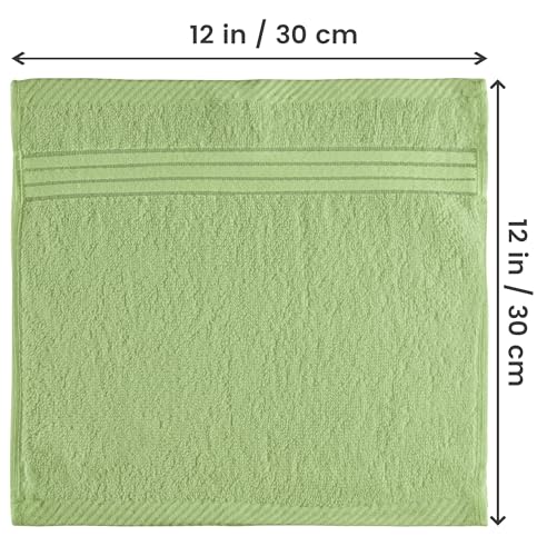 Utopia Towels 12 Pack Premium Wash Cloths Set, 12 by 12 Inches, 100% Cotton Ring Spun, Highly Absorbent and Soft Feel Washcloths for Bathroom, Spa, Gym, and Face, Sage Green