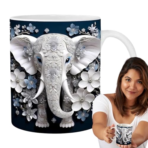 Taza de cerámica de elefante, taza de café y té de 350 ml con asa, vasos artísticos, taza de viaje multiusos para jugo, whisky, cerveza, vino, sopa, bonita taza con forma de animal para decoración del