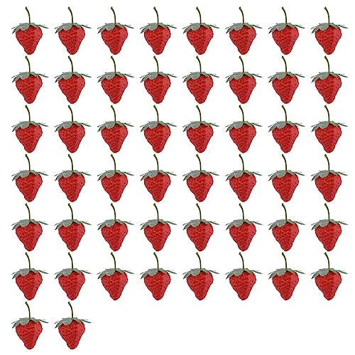 Restynic Fake Strawberries 50 Pack, Artificial Plastic Strawberries with Green Leaves, Each 1.38 x 1.26 in, Red Faux Fruit for Party Decor Centerpieces Photography Props and Crafts by Restynic - Image 9