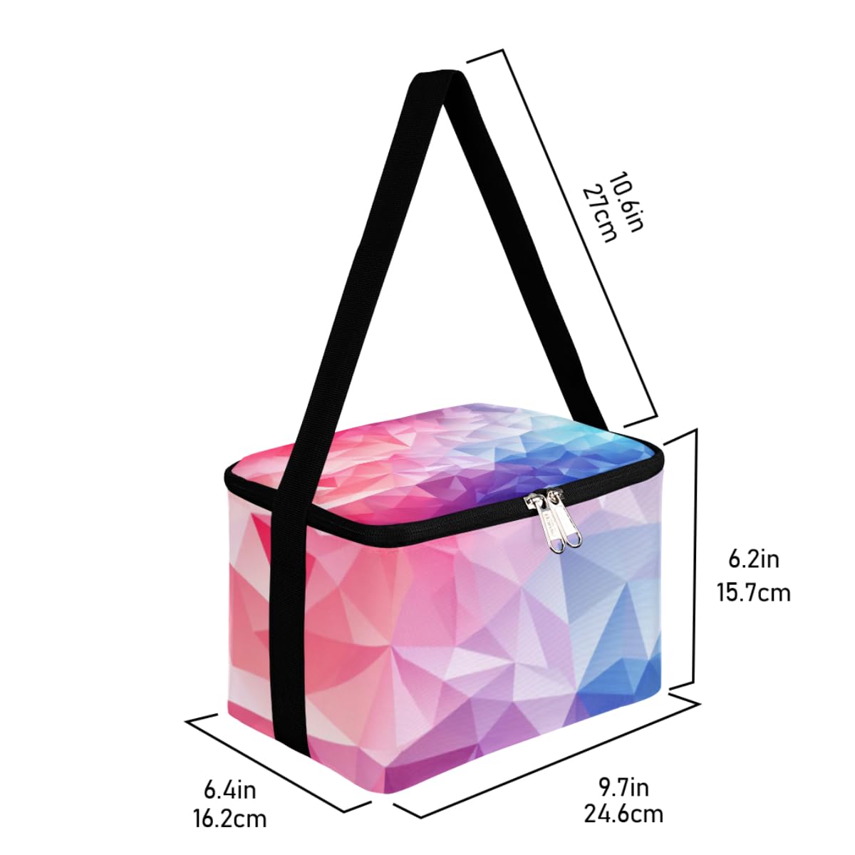 GzLeyigou Lunch Bags for Women Men 9 Cans,Abstract Geometric Hot & Cold Food Delivery Bag Insulated Grocery Bag Insulated Lunch Box Red Blue Texture Cooler Bag for Office Work Picnic Beach