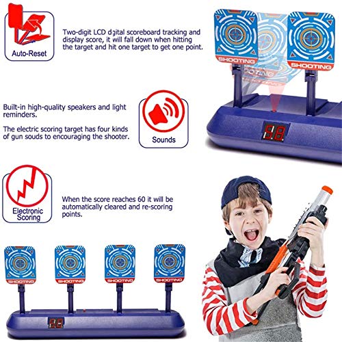 SWEMNED Digital Shooting Targets for Nerf Guns Practice Toy, Electronic Scoring 4 Targets Auto Reset, Ideal Christmas Fun Toys for Age 5,6,7,8,9,10,11,12+ Year Old Kids /Boys /Girls - Thumbnail 3